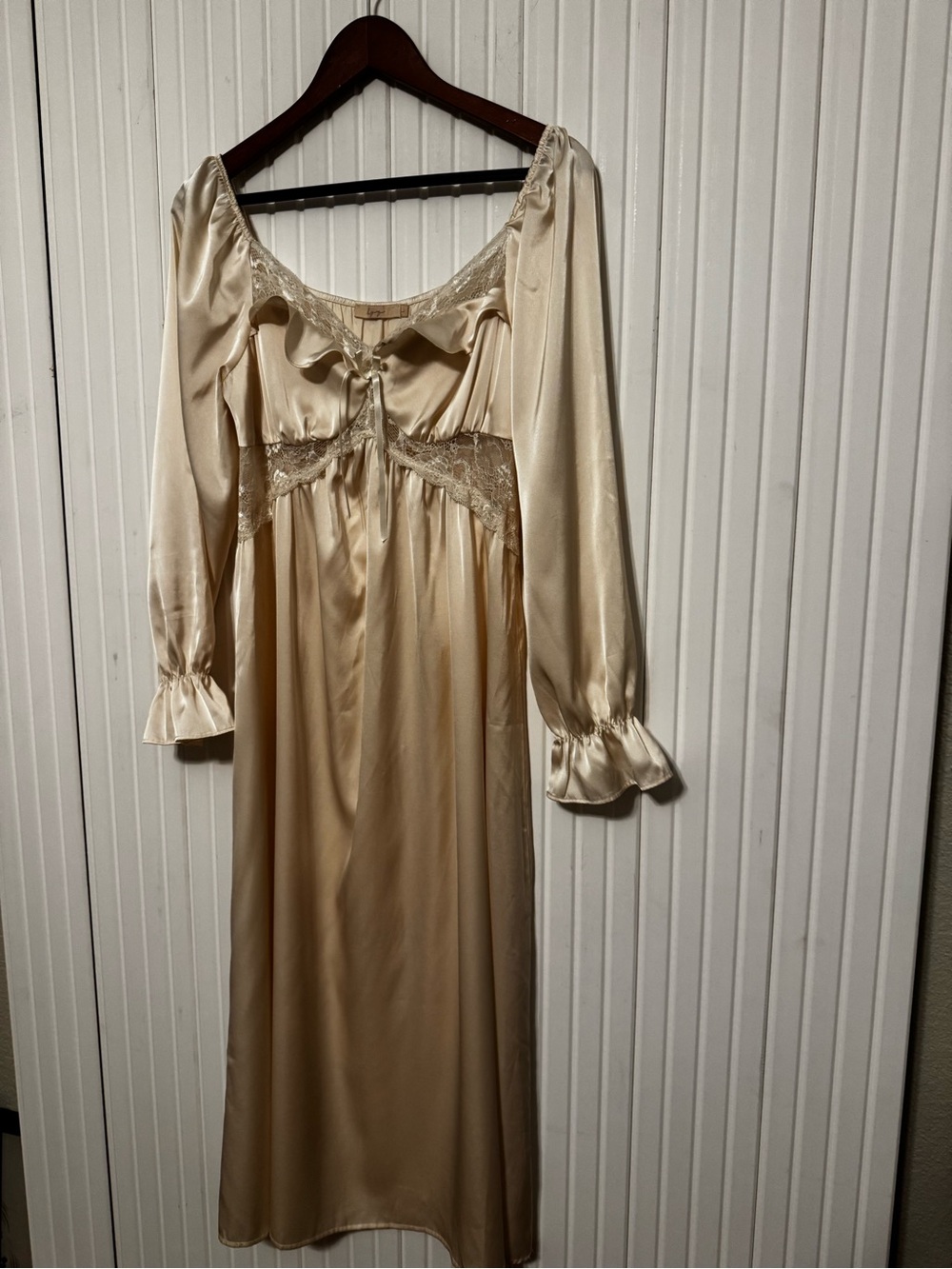 Vintage Inspired Nightgown Lace Flare Sleeve L Romantic Prairie Royal Ren Faire